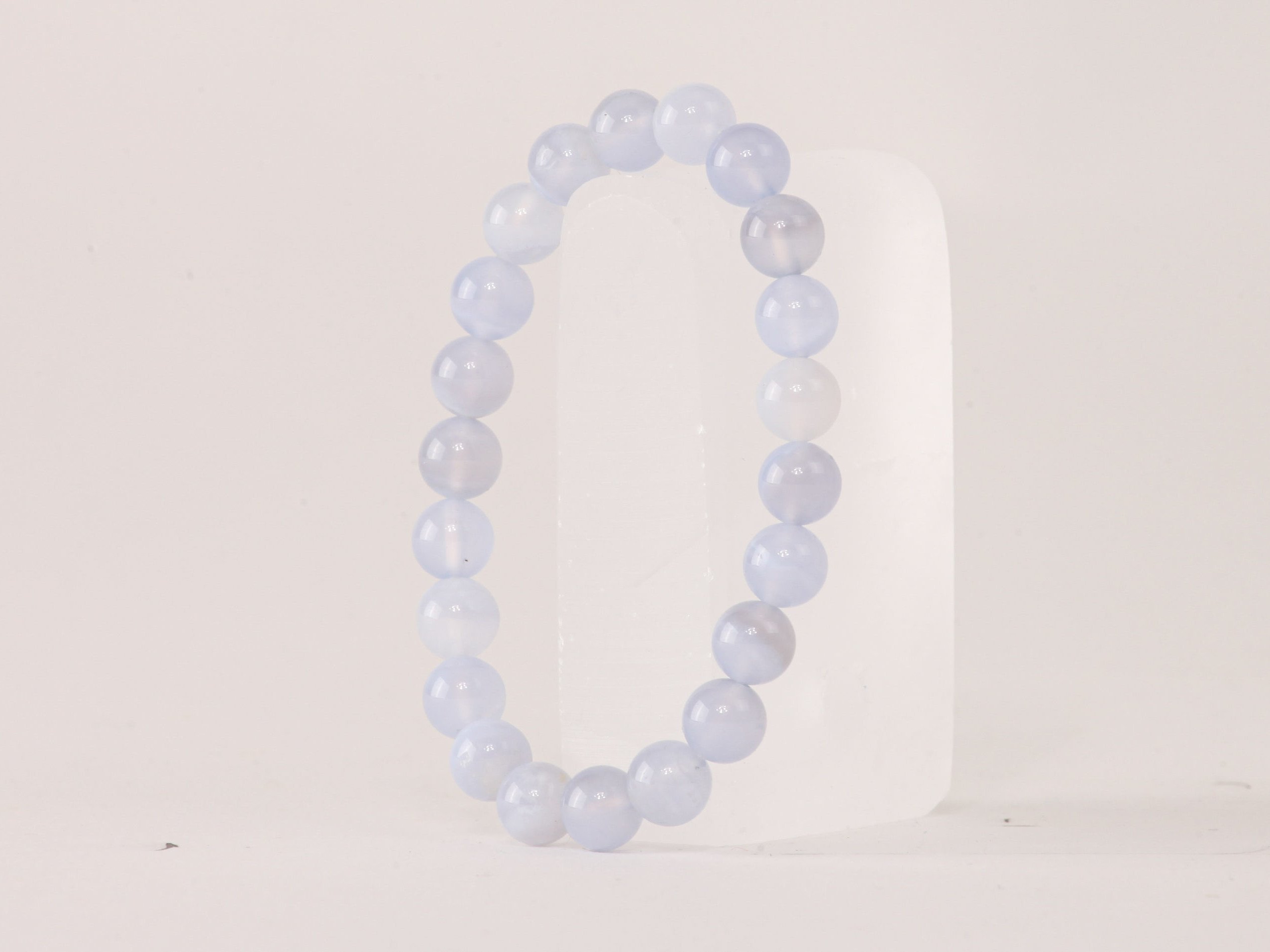 Bracelet Calcédoine Bleue 'AA' perles 8mm