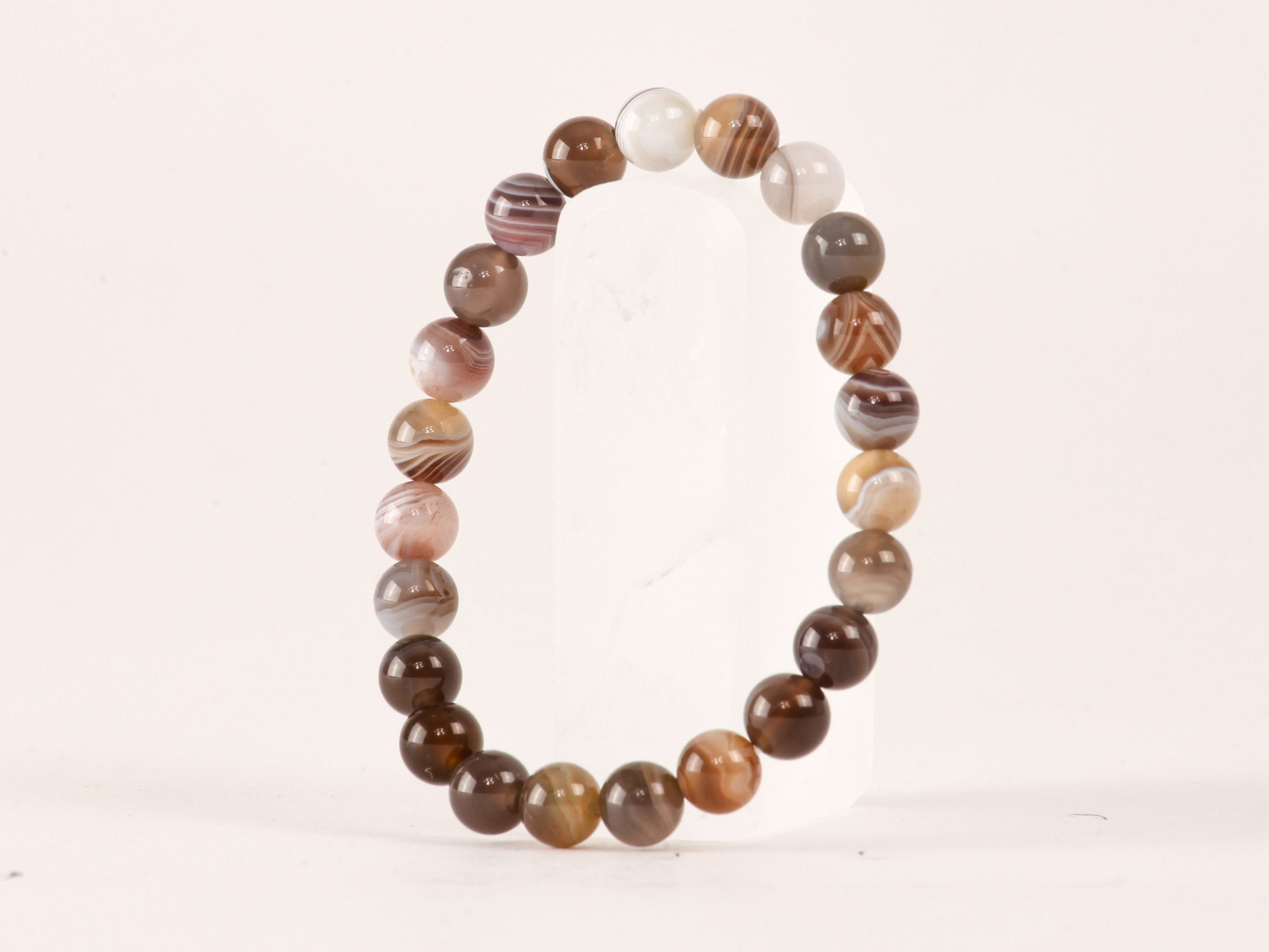 Bracelet Agate Botswana 'A' perles 8mm