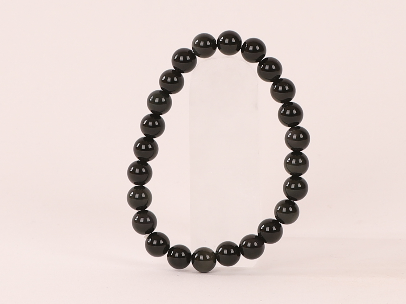 Bracelet Obsidienne Dorée 'A' perles 8mm