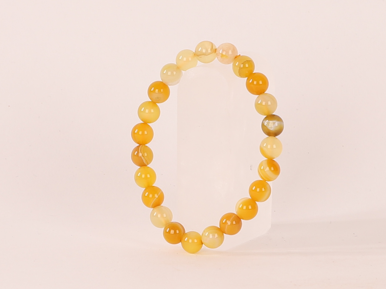 Bracelet Agate jaune 'A' perles 8mm