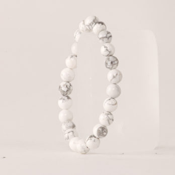 Bracelet Howlite Blanche 'A' perles 8mm