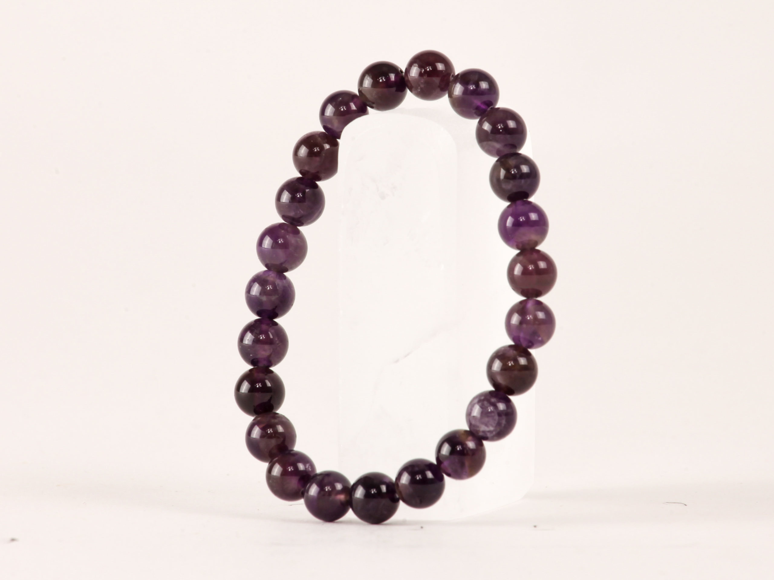 Bracelet Améthyste 'A' Dark perles 8mm