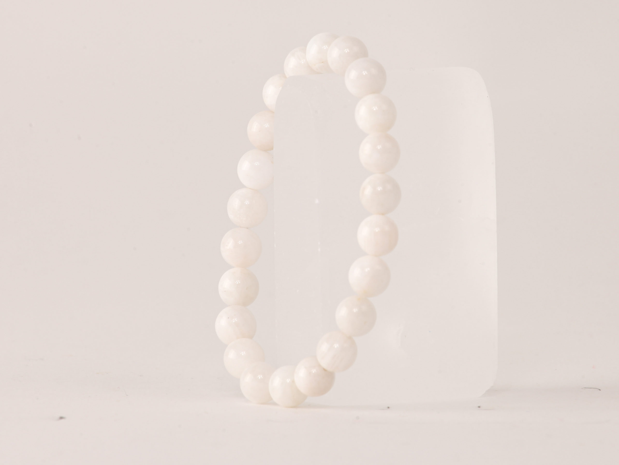 Bracelet Pierre de Lune Blanche 'AA' perles 8mm