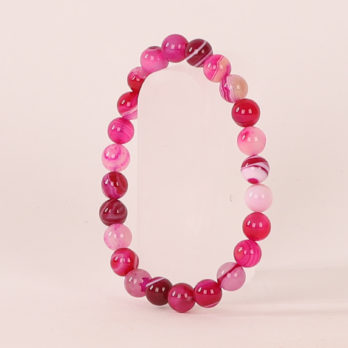Bracelet Agate Rose 'A' perles 8mm