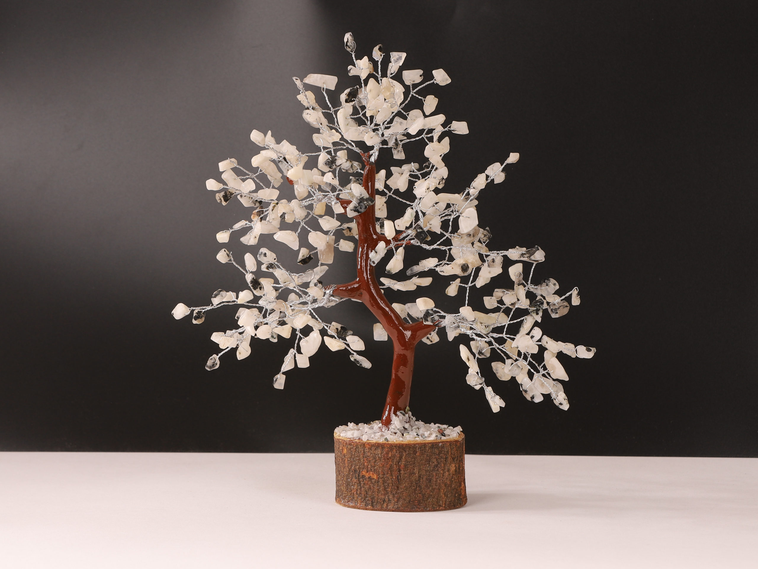 Arbre du bonheur Pierre de Lune blanche 25cm