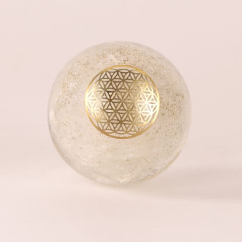 Orgonite ronde Sélénite fleur de vie