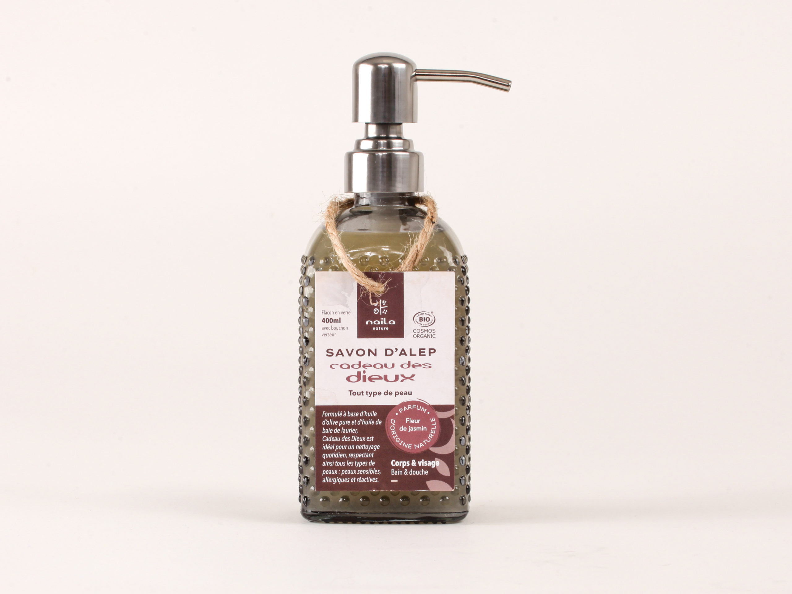 Savon d'Alep liquide Jasmin "cadeau des dieux" certifié BIO