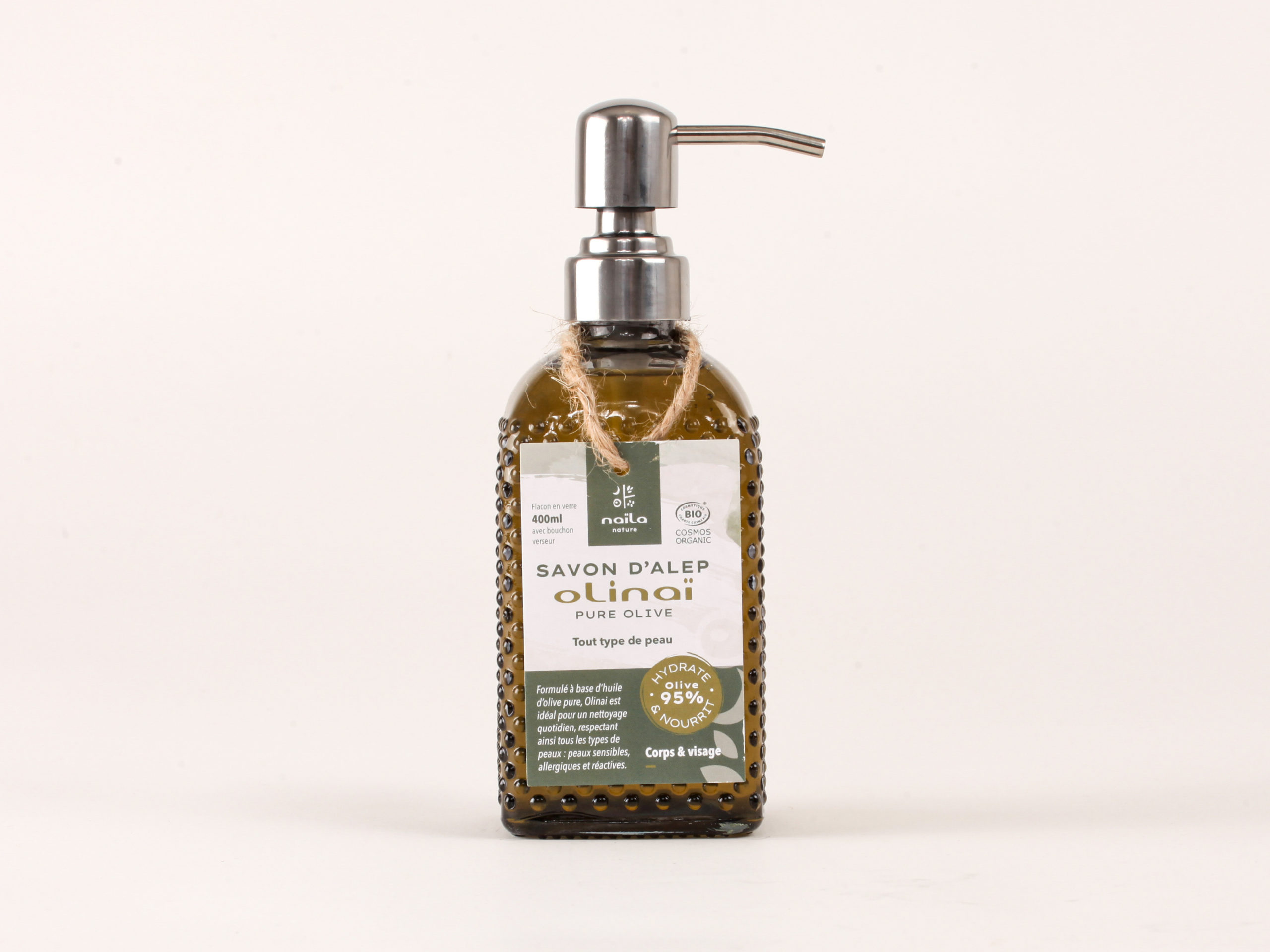 Savon d'Alep liquide pure olive "Olinaï" certifié BIO
