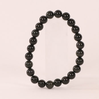 Bracelet Obsidienne Dorée 'A' perles 8mm