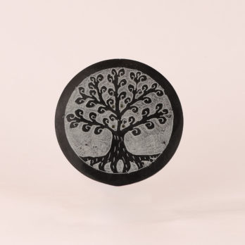 Porte-encens rond en pierre Arbre de vie racines