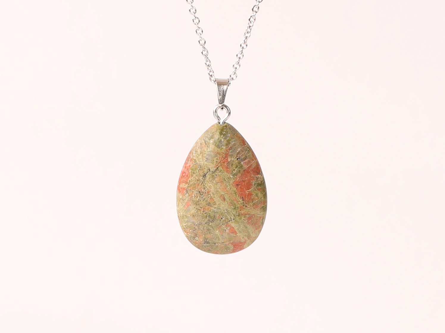 Pendentif Unakite en forme de larme