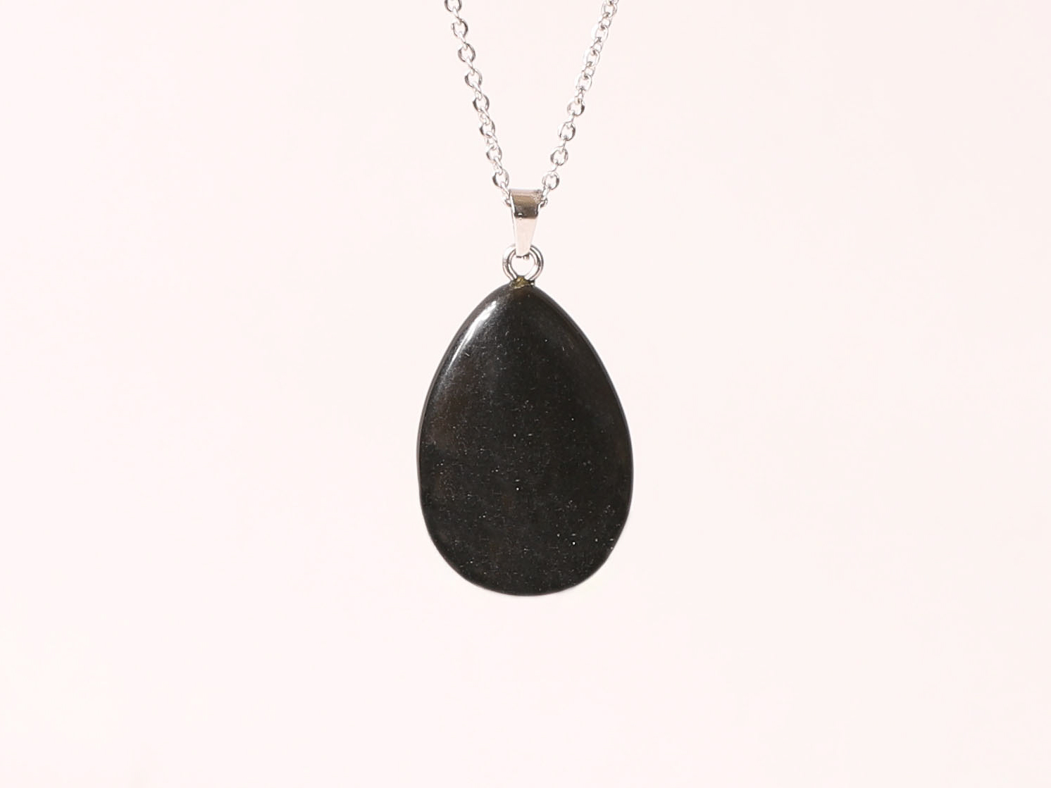 Pendentif en forme de larme Obsidienne noire