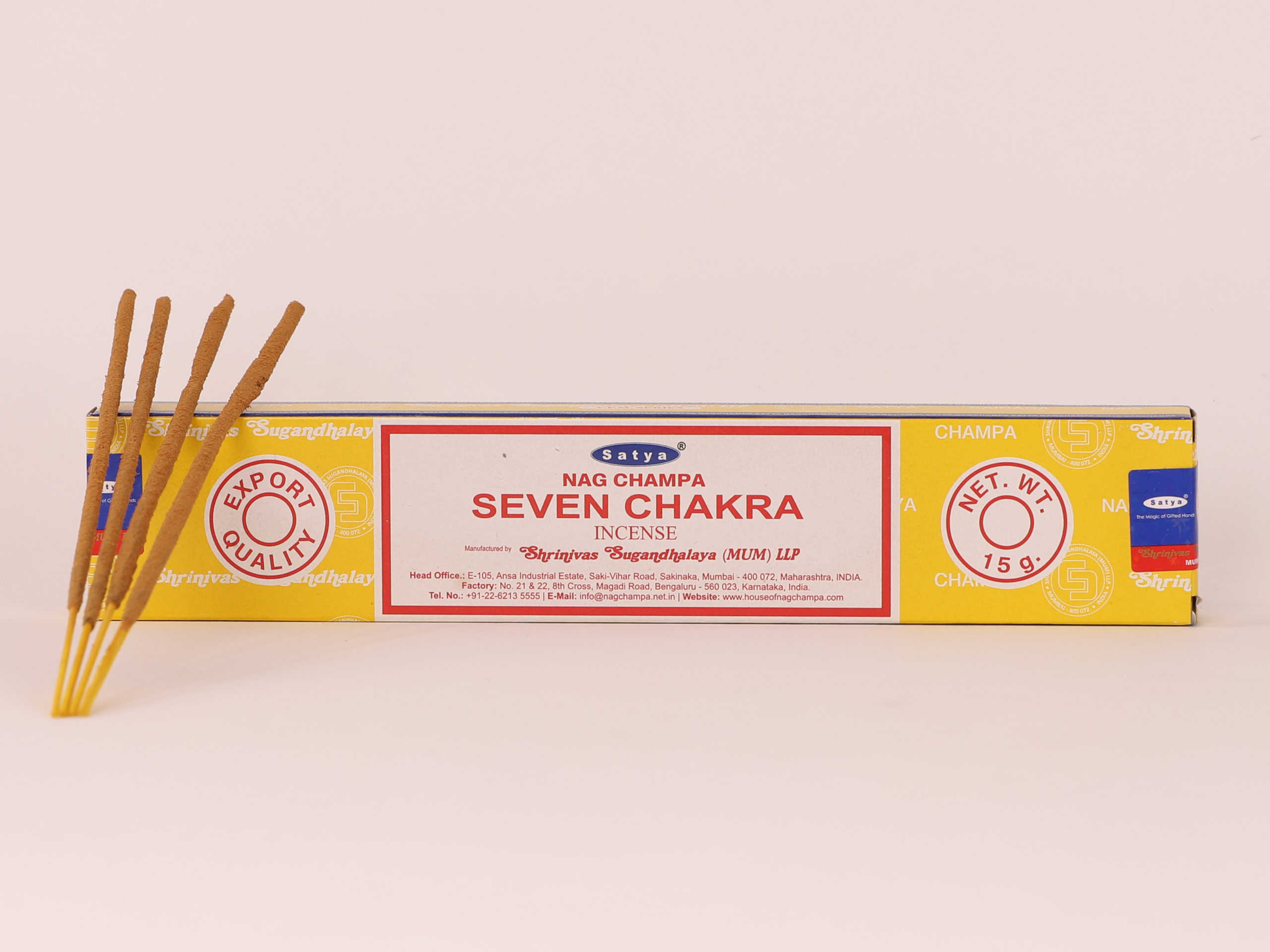 Lot de 5 encens Satya Sept chakras en bâtons