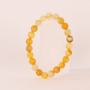 Bracelet Agate jaune 'A' perles 8mm
