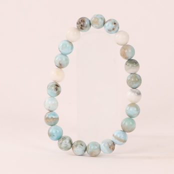 Bracelet Larimar 'A' perles 8mm