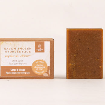 Lot de 2 savons Ayurvédiques Avoine de Curcuma et Miel "Epice d'or"