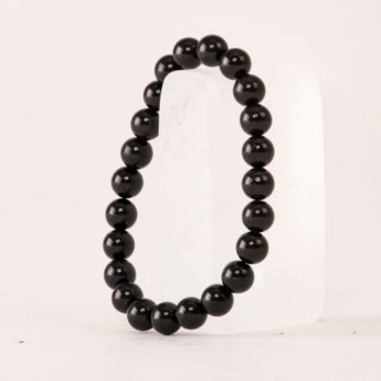 Bracelet Obsidienne Noire Dorée 'A' perles 8mm