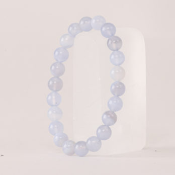 Bracelet Calcédoine Bleue 'AA' perles 8mm