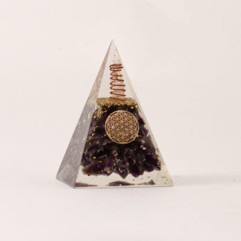 Orgonite pyramide Tourmaline fleur de vie