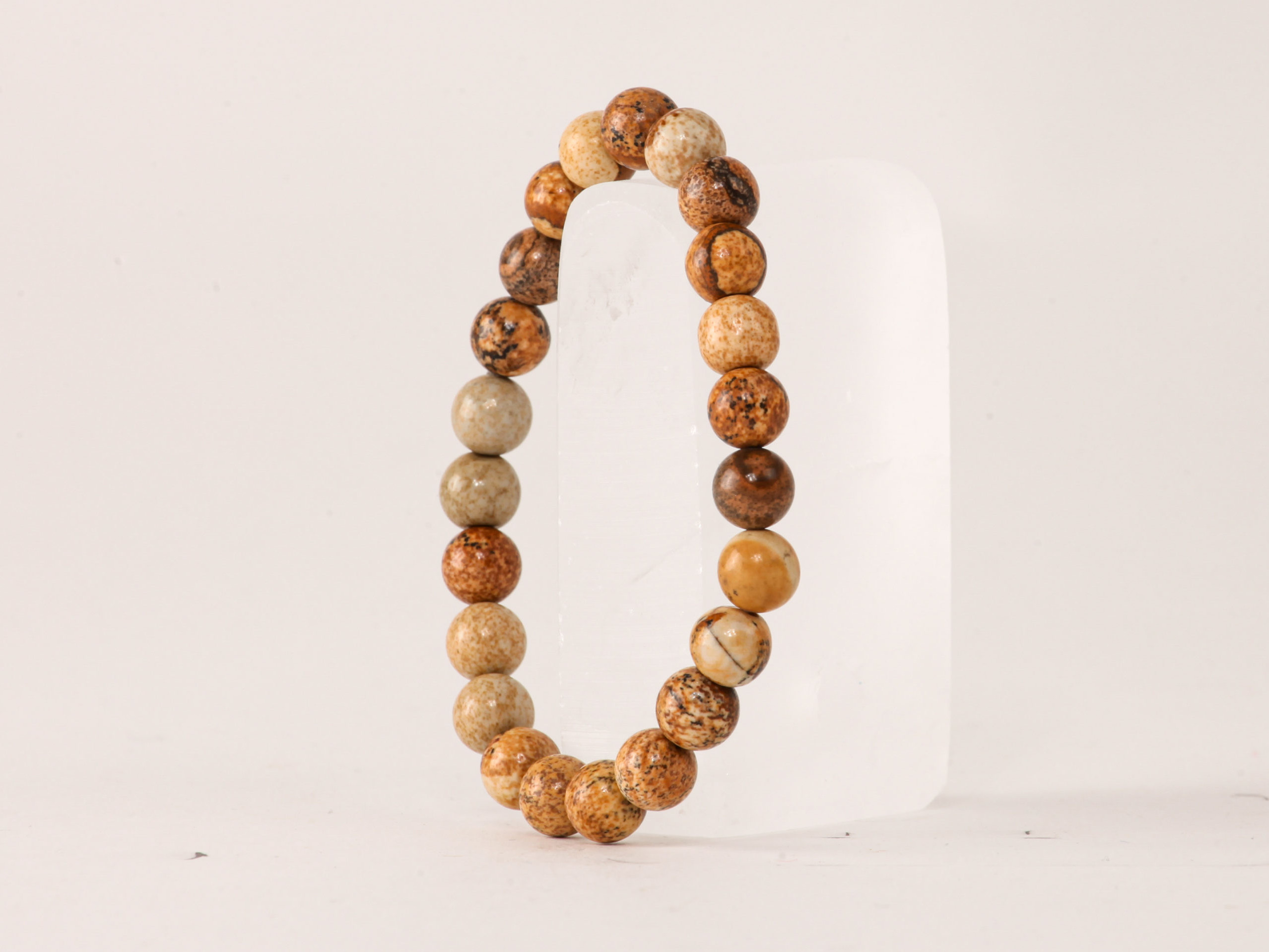 Bracelet Jaspe Paysage 'A' perles 8mm