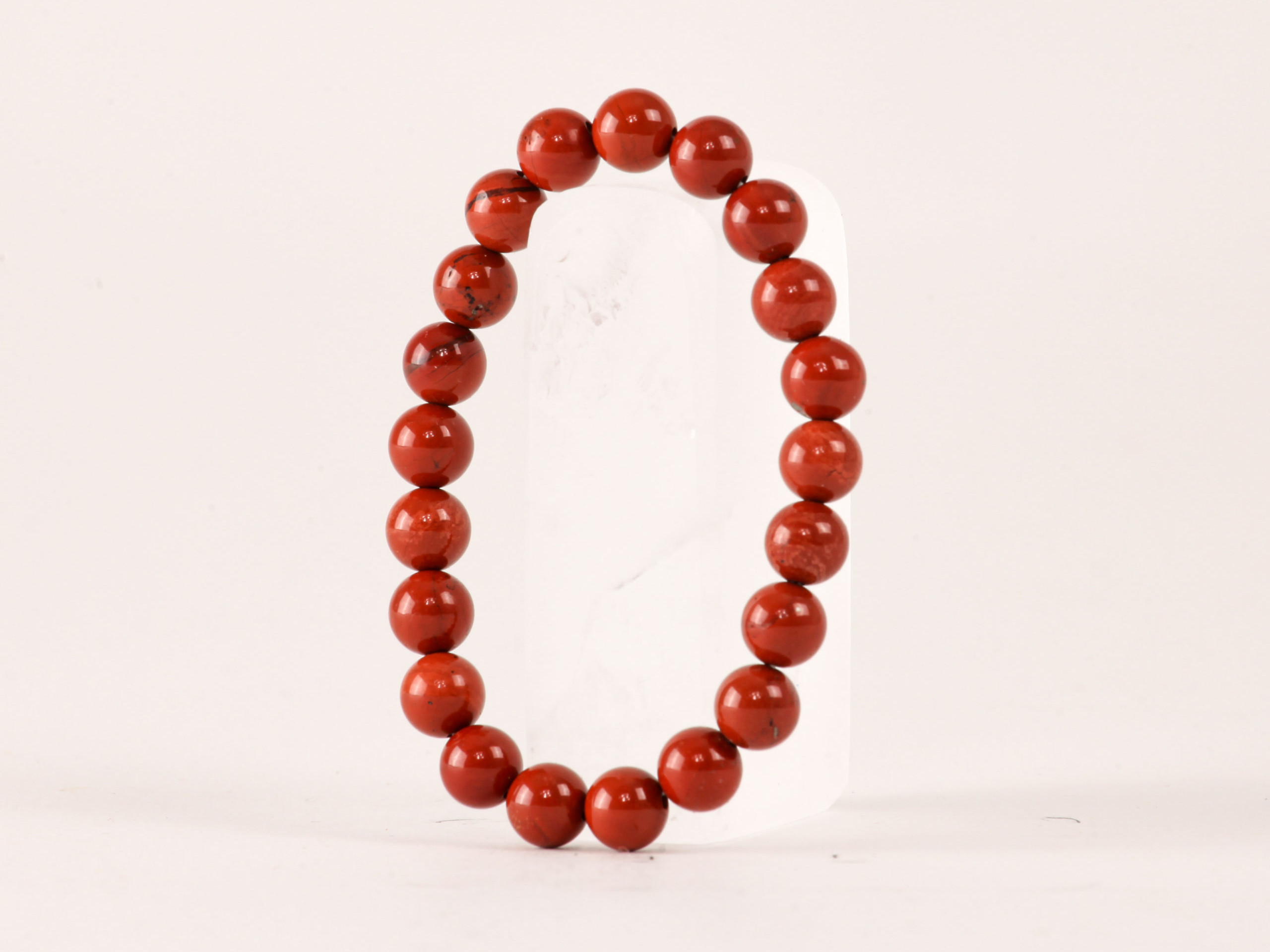 Bracelet Jaspe Rouge 'A' perles 8mm