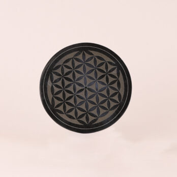 Porte-encens rond en pierre Fleur de vie