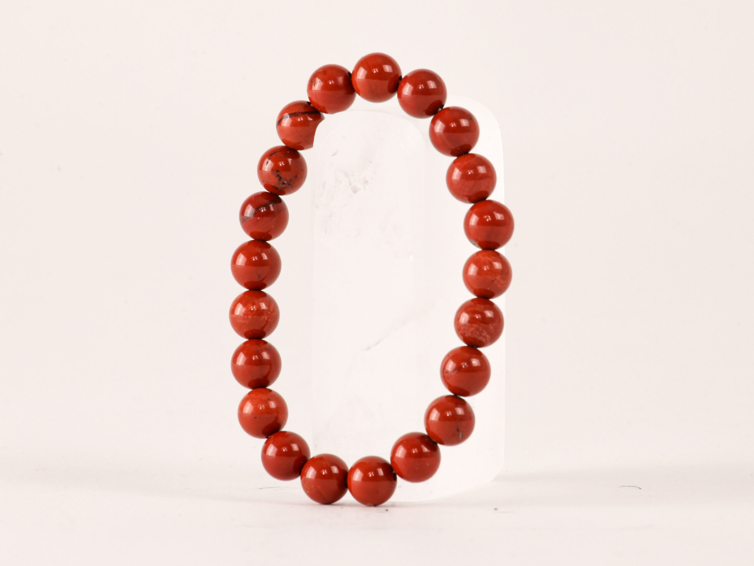 Bracelet Jaspe Rouge 'A' perles 8mm