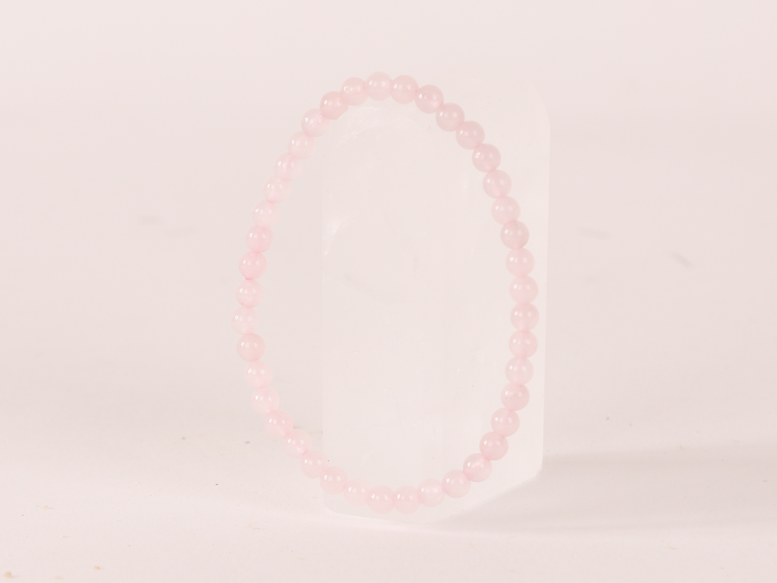 Bracelet Quartz Rose 'A' perles 4mm 21 Bracelet Quartz Rose 'A' perles 4mm