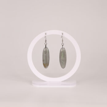 Boucles d'oreilles ovale Labradorite verte attache crochet