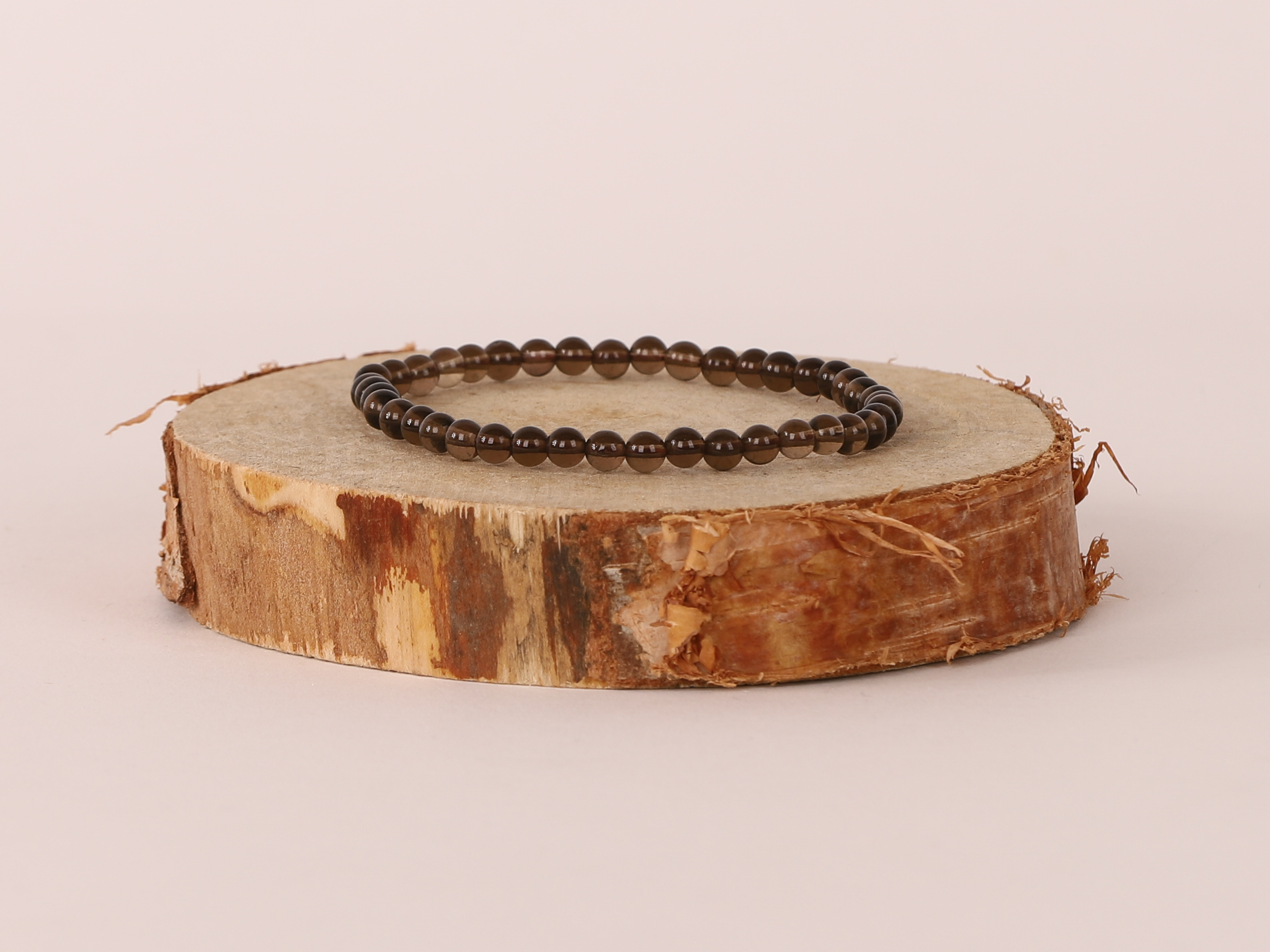 Bracelet Quartz Fumé 'A' perles 4mm 2