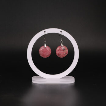 Boucles d'oreilles cercle en Rhodonite attache crochet