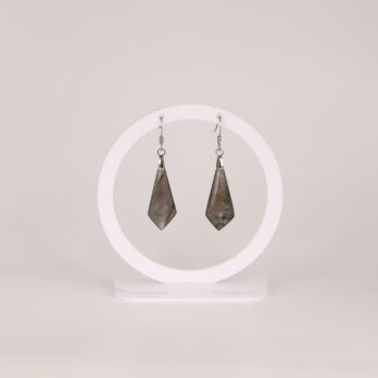 Boucles d'oreilles cravate Labradorite arc-en-ciel attache crochet