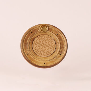 Porte-encens bois rond Fleur de vie