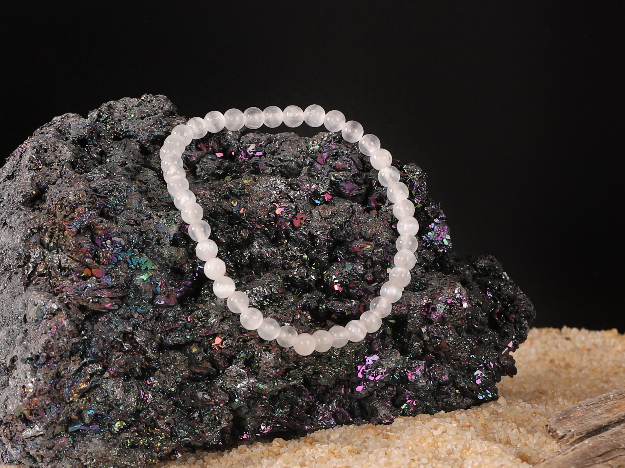 Bracelet Sélénite 'AA' perles de 4mm 3
