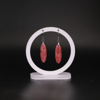 Boucles d'oreilles ovale en Rhodonite attache crochet