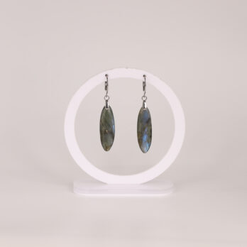 Boucles d'oreilles ovale Labradorite bleue attache ronde