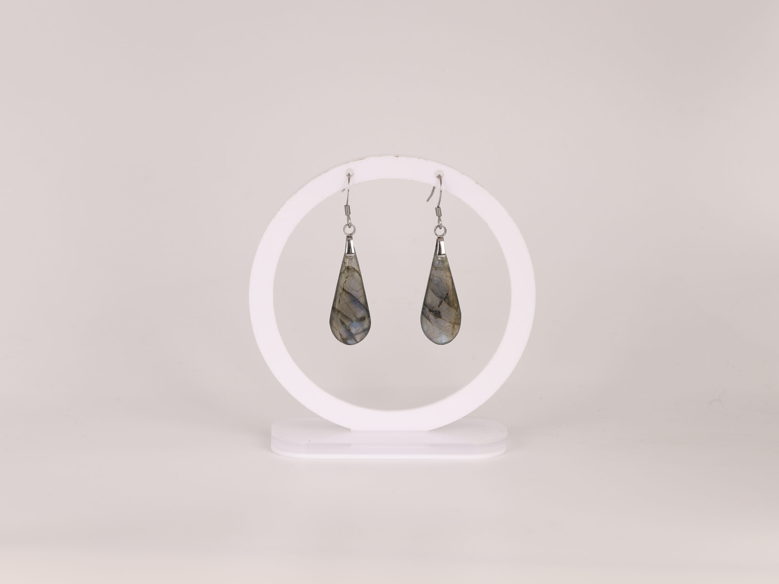 Boucles d'oreilles goutte Labradorite bleue attache crochet