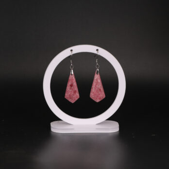Boucles d'oreilles cravate en Rhodonite attache crochet