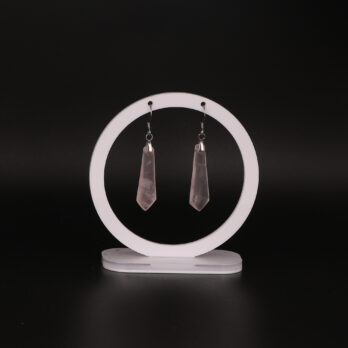 Boucles d'oreilles cravate Quartz Rose attache crochet