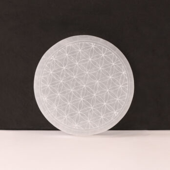 Plaque de rechargement ronde en sélénite Fleur de vie 10cm