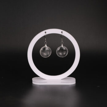 Boucles d'oreilles cercle en Cristal de Roche attache crochet