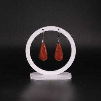 Boucles d'oreilles goutte Jaspe Rouge attache ronde