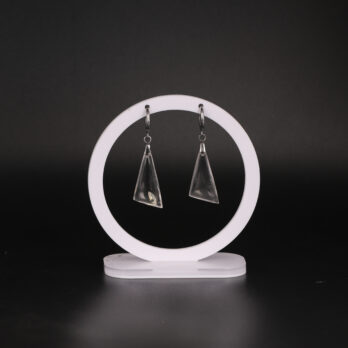 Boucles d'oreilles triangle en Cristal de Roche attache ronde