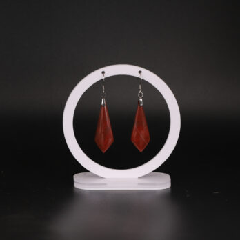 Boucles d'oreilles cravate Jaspe Rouge attache crochet