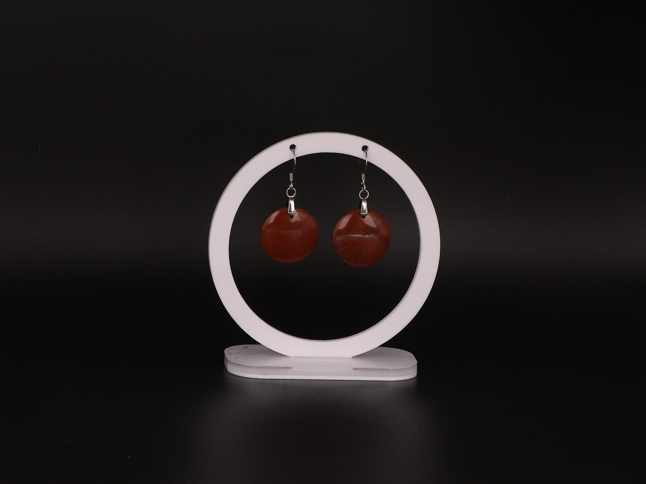Boucles d'oreilles cercle Jaspe Rouge attache crochet