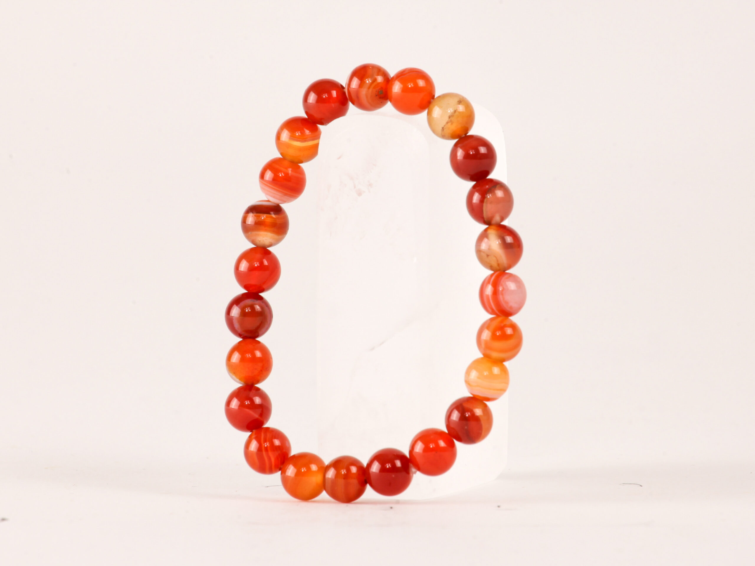 Bracelet Cornaline Rubanée 'A' perles
