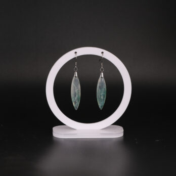 Boucles d'oreilles marquise en Agate Mousse attache crochet