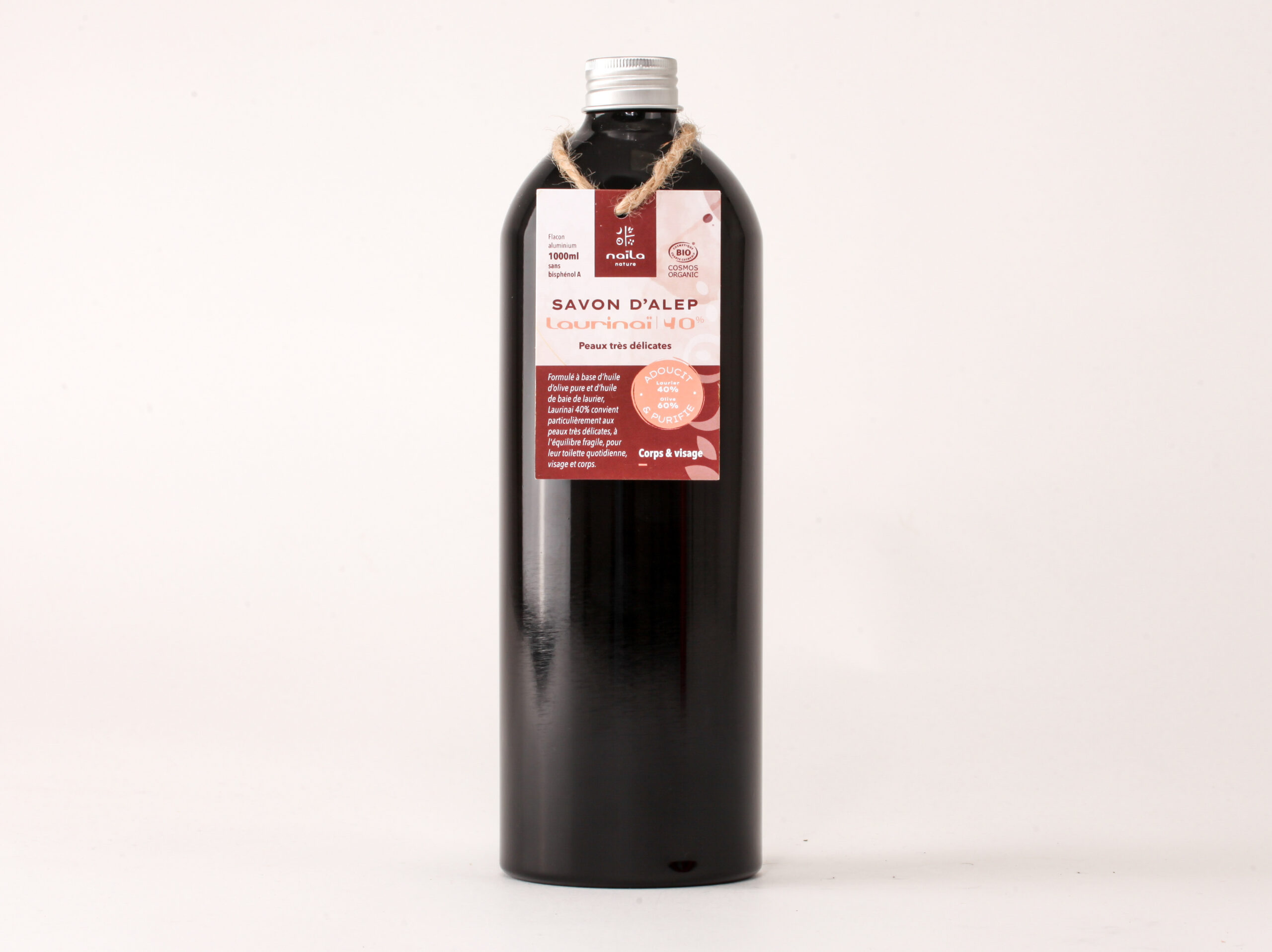 Savon d'Alep liquide 40% "Laurinaï" certifié Bio 1 Savon d'Alep liquide 40% "Laurinaï" certifié Bio