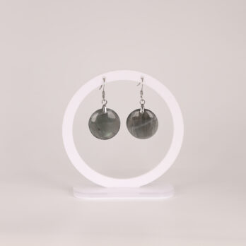 Boucles d'oreilles cercle Labradorite verte attache crochet