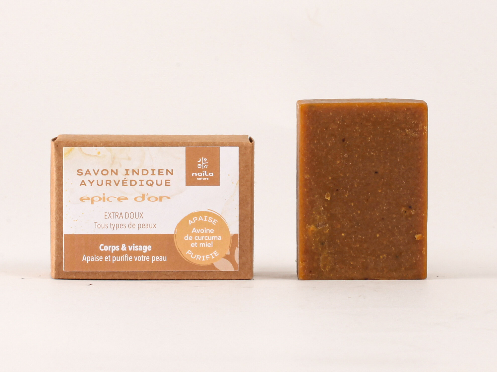 Lot de 2 savons Ayurvédiques Avoine de Curcuma et Miel "Epice d'or" 6 Lot de 2 savons Ayurvédiques Avoine de Curcuma et Miel